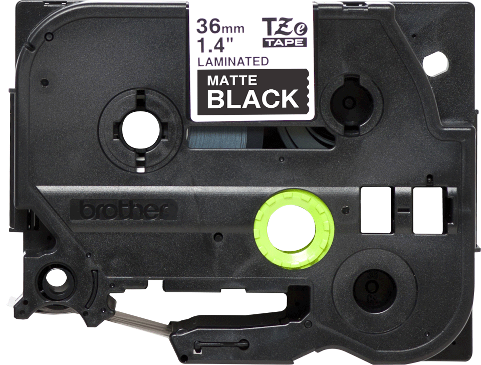 TZe-M365 mat gelamineerde labeltape wit op zwart – breedte 36 mm 2